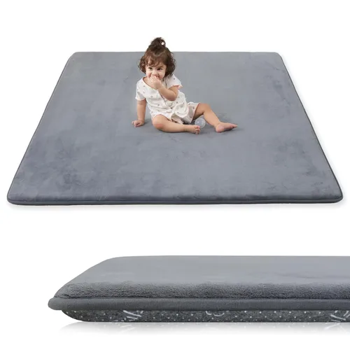 Miniatura 16 de Tapete de cama de bebé de 1.3 pulgadas de grosor para dormitorio, tapete básico de espuma acolchada suave de felpa de 28 x 72 pulgadas con acolchado