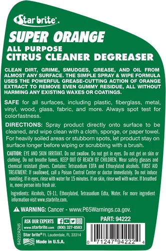 Miniatura 3 de STAR BRITE Super Orange - Limpiador desengrasante multiusos para cítricos, elimina la suciedad, la suciedad, la grasa, las manchas, el aceite