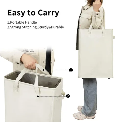 Miniatura 4 de Cesta para la ropa sucia delgada con asas, cesta plegable para la ropa sucia, bolsa estrecha para ropa sucia, cesta plegable para ropa sucia, 45