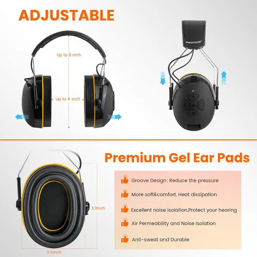 Miniatura 4 de Bluetooth 5.4 Hearing Protection,NRR 25dB Noise Cancelling Headphone,Rechargeable Safety Earmuffs for Mowing,Working