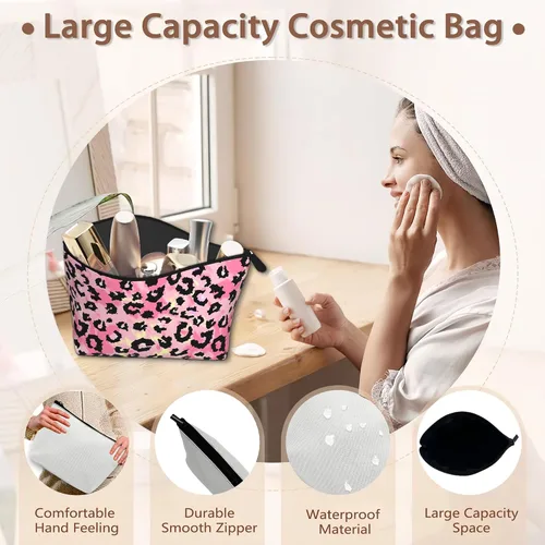 Miniatura 4 de Bolsa de maquillaje con hojas de plátano, bolsas de cosméticos para mujer, mini bolsas portátiles de viaje con flores tropicales, neceser