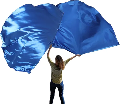 Miniatura 6 de Wuchieal 74" x 55" Banderas de adoración grandes de semicírculo suave, bandera de alabanza de semicírculo de satén con varillas escalables 1 pares