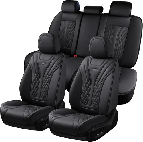 Miniatura 29 de Coverado - Juego completo de fundas de asiento delantero y trasero para automóvil, impermeable, piel de napa, protector, universal, para la mayoría