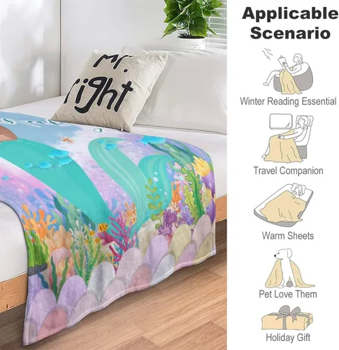 Miniatura 4 de Manta de Sirena Personalizada para Niñas Bebés - Manta de Forro Polar para Recién Nacidos y Niños Pequeños - Foto y Nombre, Regalos de Navidad