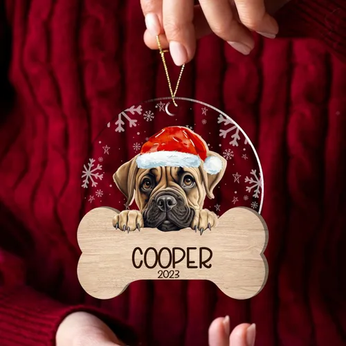 Miniatura 55 de Nazenti American Pit Bull Terrier Adorno de Navidad, adorno de perro fotográfico, adorno de perro personalizado, adornos de fotos de madera