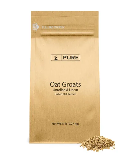 PURE ORIGINAL INGREDIENTS Granos de avena, enteros, sin cortar y sin cáscara, altos en proteínas, granos de avena (5 libras)