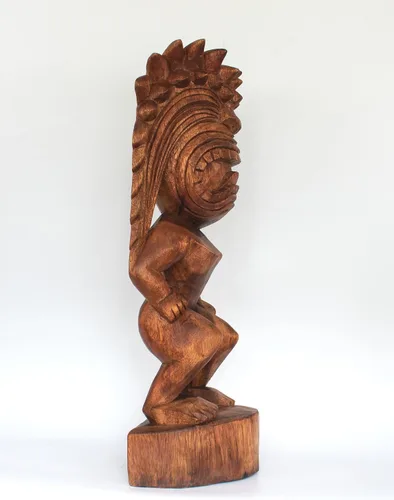 Miniatura 4 de G6 Collection Escultura de estatua tribal primitiva de madera extra grande de 24 pulgadas, hecha a mano, tótem de barra tiki, hecho a mano, regalo