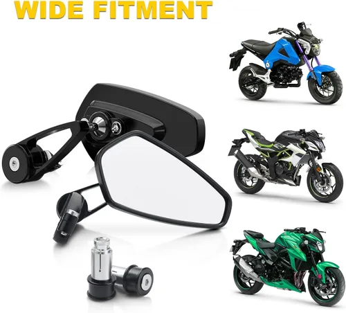 Miniatura 5 de BUMBEE Espejos de Extremo de Manillar para Motocicleta - Espejo Retrovisor Negro Compatible con la Mayoría de Honda MSX125 CB500F Z125 pro-Z650 Z750