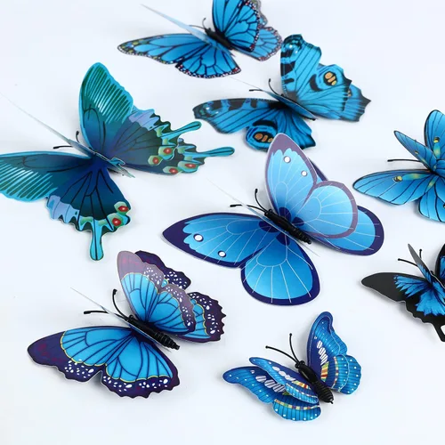 Miniatura 8 de Calcomanías de pared de doble capa de mariposas en 3D de 24 unidades, calcomanías de pared de mariposas, removibles, decoración para fiestas