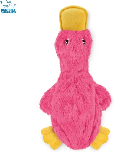 Miniatura 2 de Best Pet Supplies - Juguetes para cachorros y perros adultos, crujen y hacen chirridos, pato, rosa claro Pato arrugado (rosa claro)
