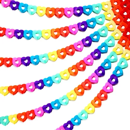 Outus 6 paquetes de 60 pies de colorido corazón arcoíris decoración de orgullo, guirnalda de papel de seda colorido para el mes del orgullo gay