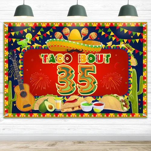Miniatura 10 de HAMIGAR Fondo de pancarta de feliz cumpleaños de 30 x 6 pies – Fiesta de tacos 30 Fiesta de cactus mexicano decoraciones de cumpleaños suministros
