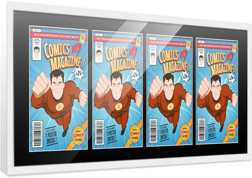 Miniatura 148 de Poster Palooza Marco de cómic con paspartú para 1 cómic de la Edad de Bronce publicado entre 1970 y 1985, marco de cómic negro para cómic de 7.25 x