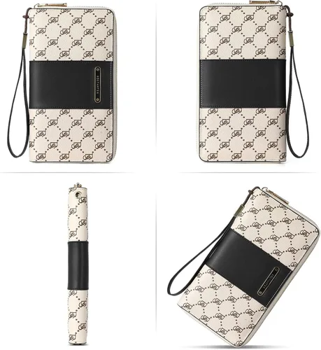 Miniatura 5 de BOSTANTEN - Carteras de cuero para mujer, bloqueo de identificación por radio frecuencia (RFID), cierre de cremallera alrededor, tarjetero, cartera
