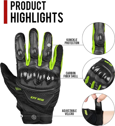 Miniatura 5 de BORLENI Guantes de montar en motocicleta, pantalla táctil, guantes de dedo completo, motocross, carreras, bicicleta, deportes al aire libre