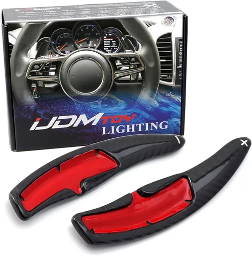 iJDMTOY Extensiones de paleta grandes de fibra de carbono auténtica, color negro brillante, compatibles con Porsche Cayenne Macan Panamera 911