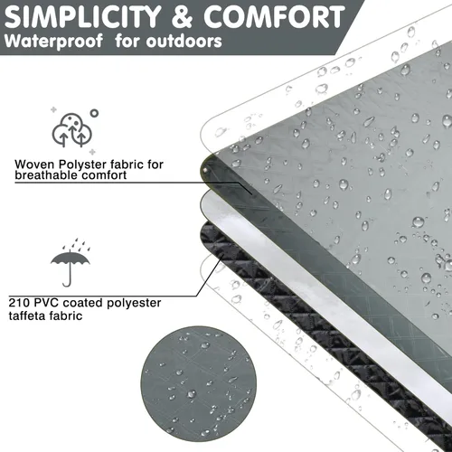 Miniatura 6 de Manta de picnic impermeable de 80 x 60 pulgadas, portátil con correa de transporte para alfombra de playa o fiesta familiar al aire libre, camping