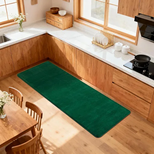 Miniatura 5 de Andecor Alfombra Peluda de Pasillo para Dormitorio Sala de Estar, 2x6 pies Verde Lavable Esponjosa Alfombras de Pasillo de Área para Cocina