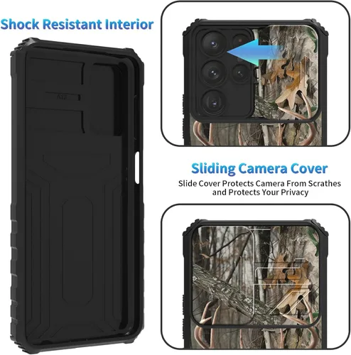 Miniatura 373 de Funda para Samsung Galaxy S22 Ultra 5G, Galaxy S22 Ultra con cubierta de cámara deslizante, funda resistente de doble capa con función atril Black