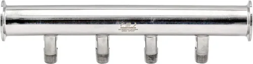 Miniatura 6 de HFS (R) Abrazadera triple de 1,5 "a NPT Colector de cuatro vías (4) 1/2 "NPT macho 24" longitud 304 acero inoxidable