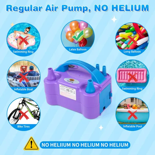 Miniatura 7 de Bomba de aire eléctrica portátil de doble boquilla para globos, bomba de soplador de globos, inflador para decoración, fiesta de cumpleaños