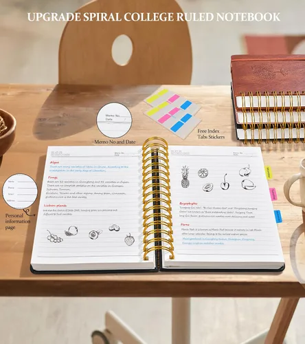 Miniatura 6 de Cuaderno de espiral rayado de 8.5"×11", 300 páginas con tapa dura de cuero, diarios para mujeres y hombres, cuadernos universitarios rayados A4
