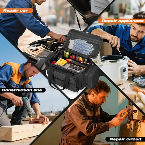 Miniatura 7 de Pequeña bolsa de herramientas con parte inferior antifricción, bolsa táctica de 12 pulgadas para hombres, organizador de almacenamiento