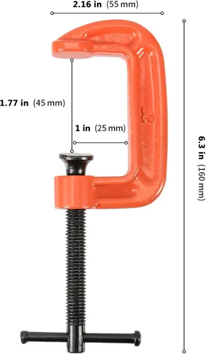 Miniatura 2 de 16 abrazaderas mini C de 2 pulgadas, abrazadera G de hierro maleable para carpintería, soldadura y construcción, apertura de mandíbula de 2