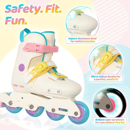 Miniatura 2 de Nattork Patines en línea para niñas, niños, adolescentes, niños de 4 a 16 años, 4 tamaños, cuchillas ajustables para cumpleaños en interiores