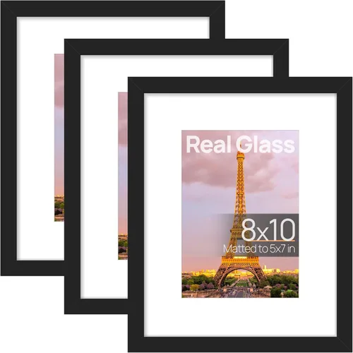 Miniatura 14 de upsimples Juego de 3 marcos de fotos de 5 x 7 pulgadas, hechos de cristal de alta definición para 4 x 6 con alfombrilla o 5 x 7 sin alfombrilla