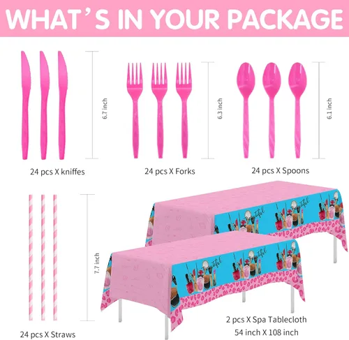 Miniatura 3 de Suministros de fiesta de cumpleaños de spa para niñas, decoración de fiesta de maquillaje para el día de spa, vajilla, plato de papel, taza