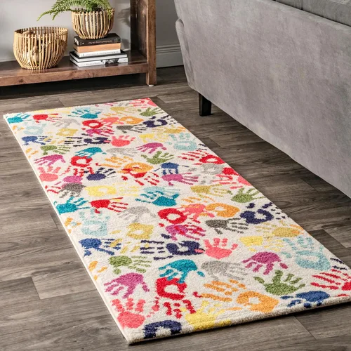 Miniatura 10 de nuLOOM Pinkie Handprint - Alfombra infantil de 10 x 14 pulgadas, multicolor