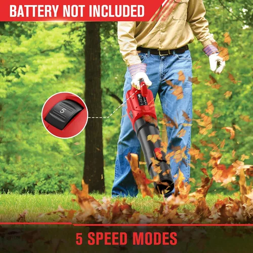 Miniatura 4 de HEINPRO Soplador de hojas inalámbrico de hasta 500 CFM compatible con batería Milwaukee M18 (solo herramienta), soplador de hojas eléctrico