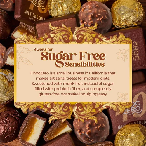 Miniatura 6 de ChocZero Trufas de Chocolate Negro con Avellana, Veganas, Sin Azúcar, Sin Gluten, Regalo de Vacaciones Keto, Alto en Fibra, 16 Piezas Envueltas