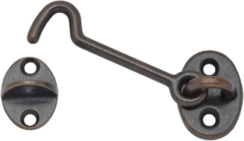 Miniatura 2 de QCAA Pestillo y ojo de gancho de puerta y cabina de latón forjado, 3 ", cobre antiguo, paquete de 2, fabricado en Taiwán Latón vibrado