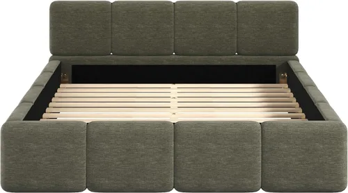 Miniatura 4 de Harper & Bright Designs Boucle - Base de cama de plataforma, tamaño Queen, plataforma estilo bloque, cama tapizada con conexión a tierra