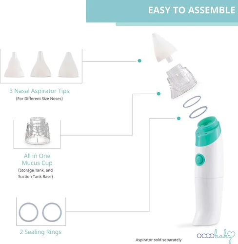 Miniatura 2 de OCCObaby Kit de accesorios de aspirador nasal de batería - Kit de repuesto de chupón de nariz OCCObaby