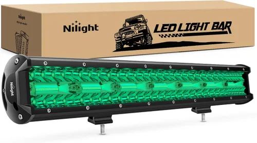 Nilight Barra de luz LED de 20 pulgadas, color verde, triple fila, 420 W, combo de inundación puntual, conducción todoterreno, niebla, pesca, caza,