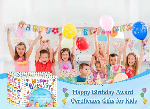 Miniatura 4 de D24TIME 36 piezas de certificados de feliz cumpleaños, regalos para niños y estudiantes de profesores, acuarela, aula, certificados de cumpleaños