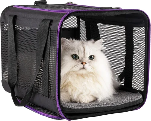 Transportador suave para mascotas para gatos grandes y medianos, 2 gatitos, perros pequeños. Fácil de meter al gato, ideal para gatos a los que no