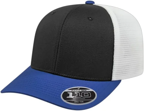Miniatura 106 de Cap America i8502 Flexfit 110 Premium - Gorra de camionero de perfil medio con 6 paneles de malla trasera con protección UV y cierre ajustable Azul