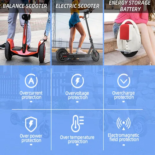 Miniatura 7 de Cargador de bicicleta eléctrico de repuesto con certificación UL de 42 V 2 A para cargador de scooter eléctrico de 36 V con 4 enchufes, compatible