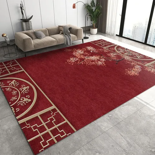 Miniatura 17 de Alfombra minimalista de lujo con diseño geométrico para sala de estar, alfombra moderna con estampado de mármol rosa dorado, alfombra rectangular