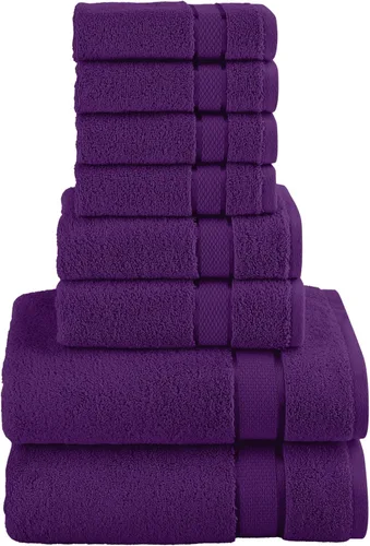 Miniatura 40 de Elegant Comfort Juego de 8 toallas de algodón de alta calidad, incluye 4 toallas pequeñas, 2 toallas de mano y 2 toallas de baño, 100% algodón