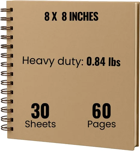 Modern Shop Álbum de recortes | Papel Kraft extra grueso con tapa dura - 8 x 8 210gsm, 30 hojas