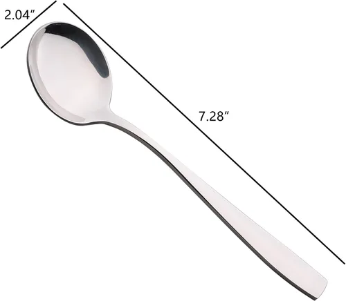 Miniatura 3 de Begale Cuchara de sopa redonda de 16 piezas, cucharas de caldo de acero inoxidable