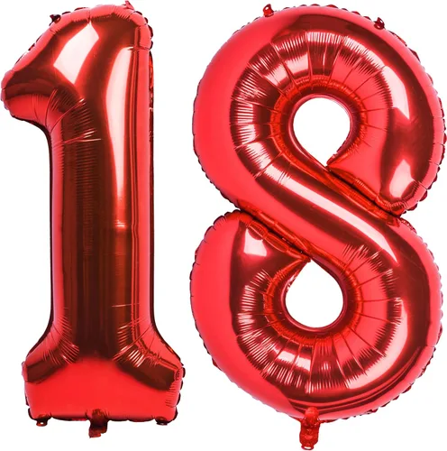 Miniatura 10 de Globo gigante de helio de 40 pulgadas, número 0 rojo, de poliéster, película de aluminio, 0-9, para niña y niño, autoinflable, dígito cero