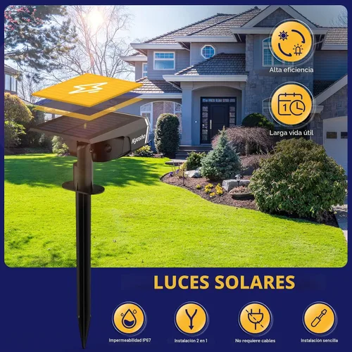 Miniatura 3 de Kyosho - Focos solares de color para exteriores, 9 modos de iluminación, luces de Halloween y Navidad, 38 LEDs, cambio de color, impermeables, RGBW