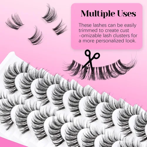 Miniatura 4 de Veleasha Pestañas Postizas Esponjosas con Banda Transparente Pestañas Largas que Parecen Extensiones de Pestañas Rizo CC Pestañas Postizas Suaves