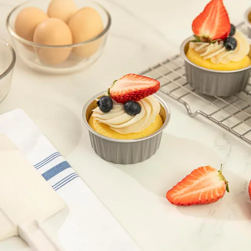 Miniatura 9 de Restaurantware Ramekins desechables de 4 onzas, 100 vasos desechables redondos de crema brulee, aptos para horno para magdalenas y magdalenas, tazas